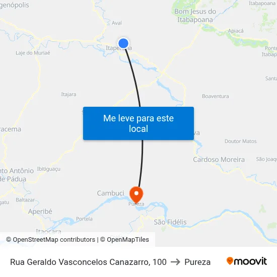 Rua Geraldo Vasconcelos Canazarro, 100 to Pureza map