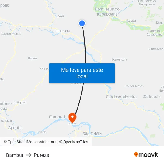 Bambuí to Pureza map