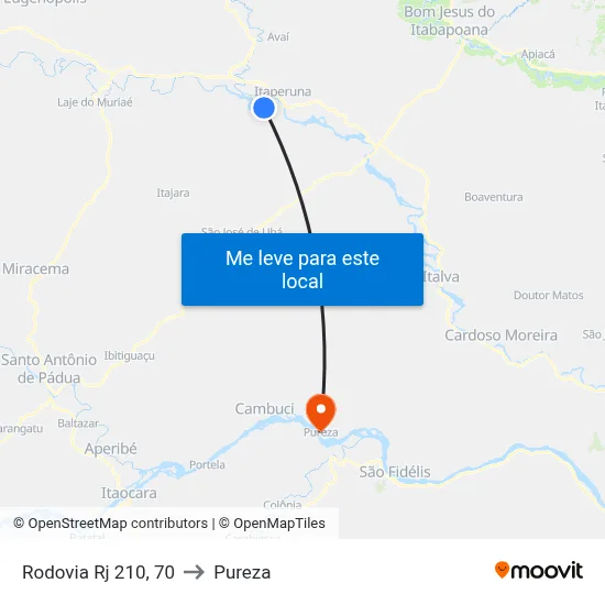 Rodovia Rj 210, 70 to Pureza map