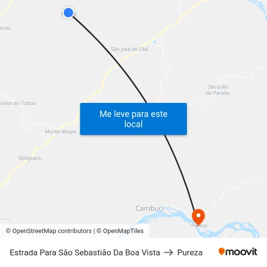 Estrada Para São Sebastião Da Boa Vista to Pureza map
