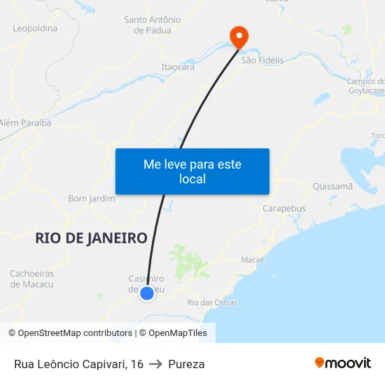 Rua Leôncio Capivari, 16 to Pureza map