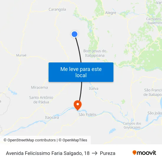 Avenida Felicíssimo Faria Salgado, 18 to Pureza map