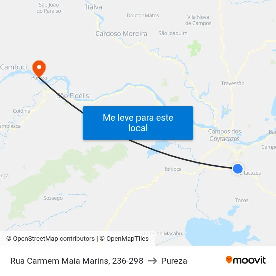 Rua Carmem Maia Marins, 236-298 to Pureza map