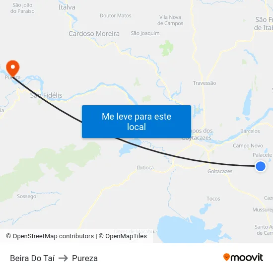 Beira Do Taí to Pureza map