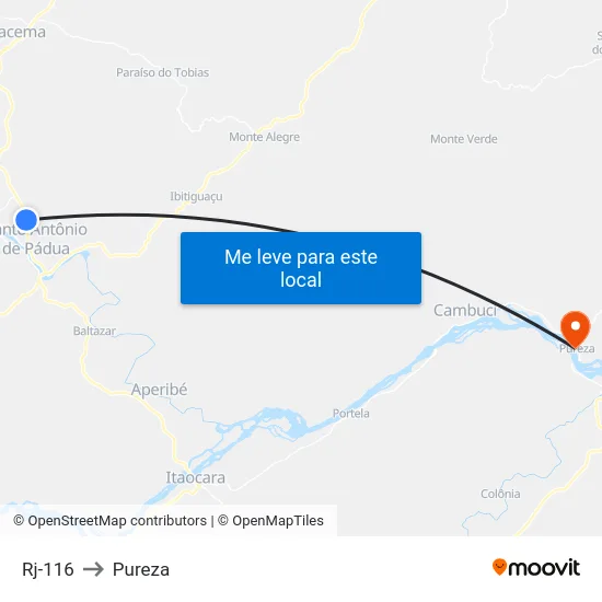 Rj-116 to Pureza map