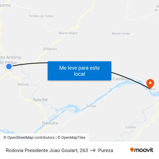 Rodovia Presidente Joao Goulart, 263 to Pureza map