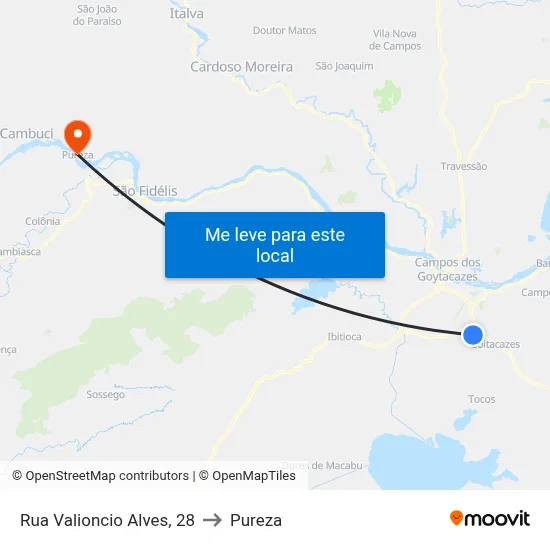 Rua Valioncio Alves, 28 to Pureza map