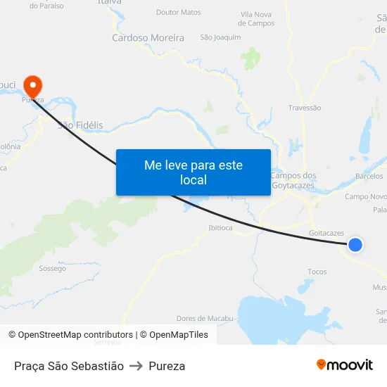 Praça São Sebastião to Pureza map