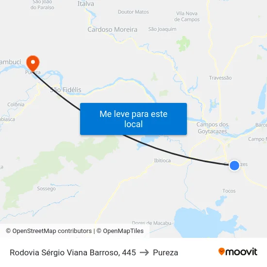 Rodovia Sérgio Viana Barroso, 445 to Pureza map