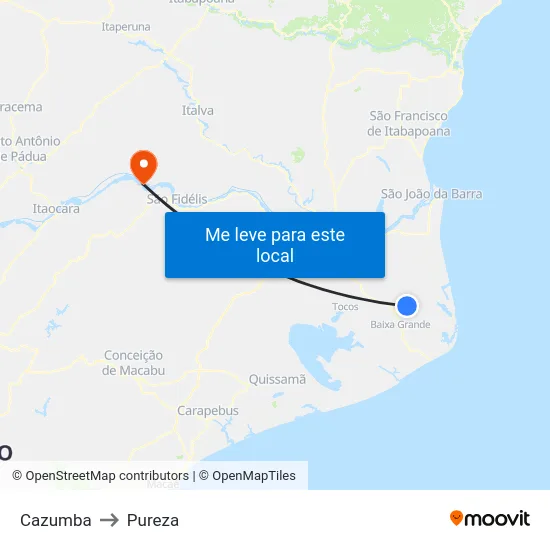 Cazumba to Pureza map