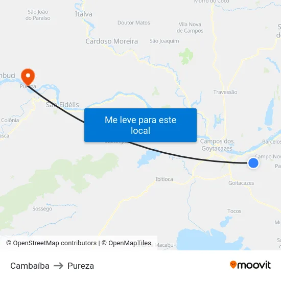 Cambaíba to Pureza map