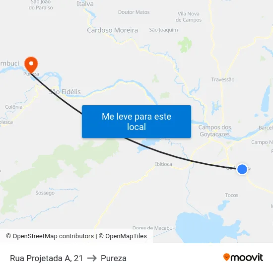 Rua Projetada A, 21 to Pureza map