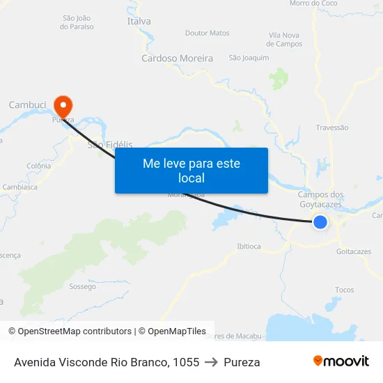 Avenida Visconde Rio Branco, 1055 to Pureza map