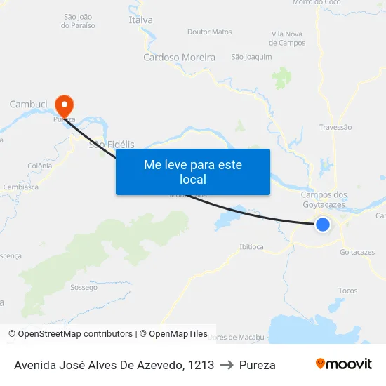 Avenida José Alves De Azevedo, 1213 to Pureza map