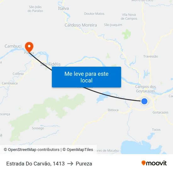 Estrada Do Carvão, 1413 to Pureza map