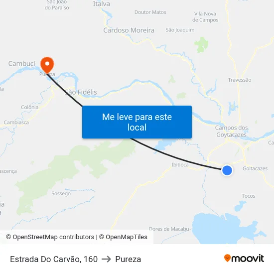 Estrada Do Carvão, 160 to Pureza map
