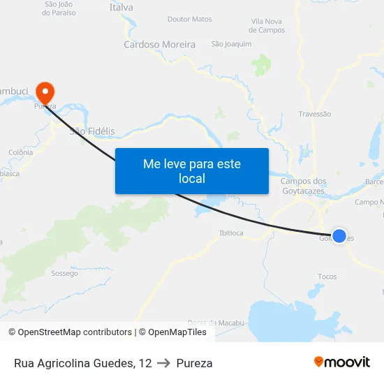 Rua Agricolina Guedes, 12 to Pureza map