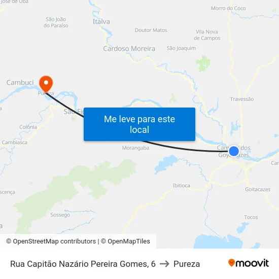 Rua Capitão Nazário Pereira Gomes, 6 to Pureza map