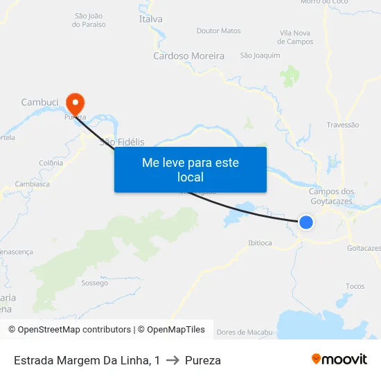 Estrada Margem Da Linha, 1 to Pureza map