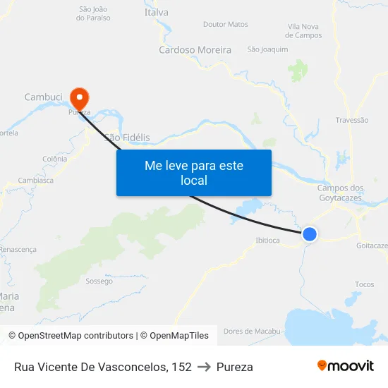 Rua Vicente De Vasconcelos, 152 to Pureza map