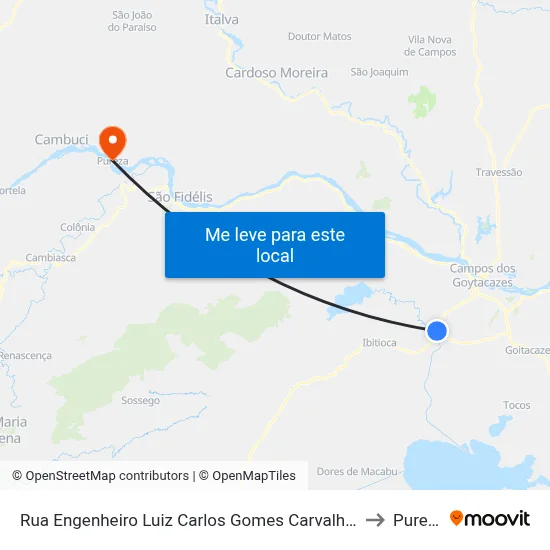 Rua Engenheiro Luiz Carlos Gomes Carvalho, 25 to Pureza map