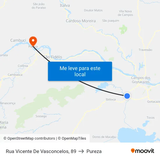 Rua Vicente De Vasconcelos, 89 to Pureza map