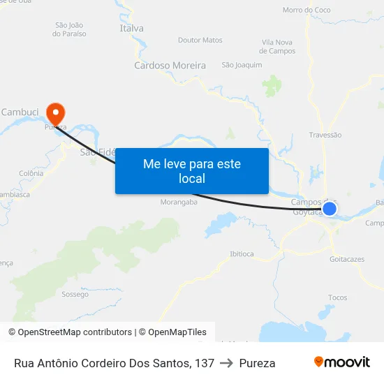 Rua Antônio Cordeiro Dos Santos, 137 to Pureza map