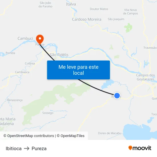 Ibitioca to Pureza map