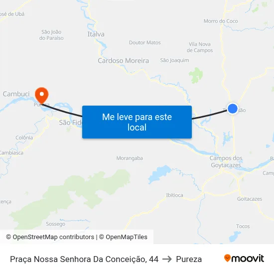 Praça Nossa Senhora Da Conceição, 44 to Pureza map