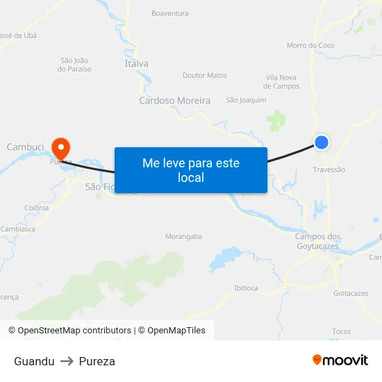 Guandu to Pureza map
