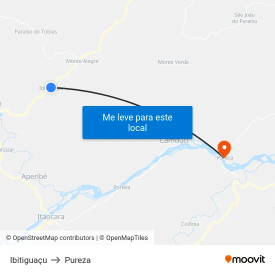 Ibitiguaçu to Pureza map