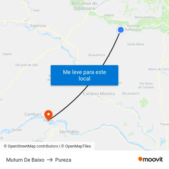 Mutum De Baixo to Pureza map