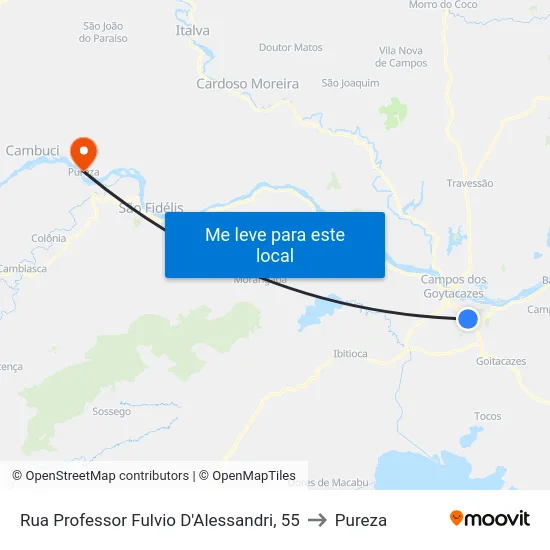 Rua Professor Fulvio D'Alessandri, 55 to Pureza map
