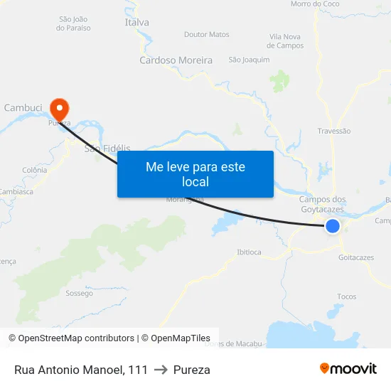 Rua Antonio Manoel, 111 to Pureza map