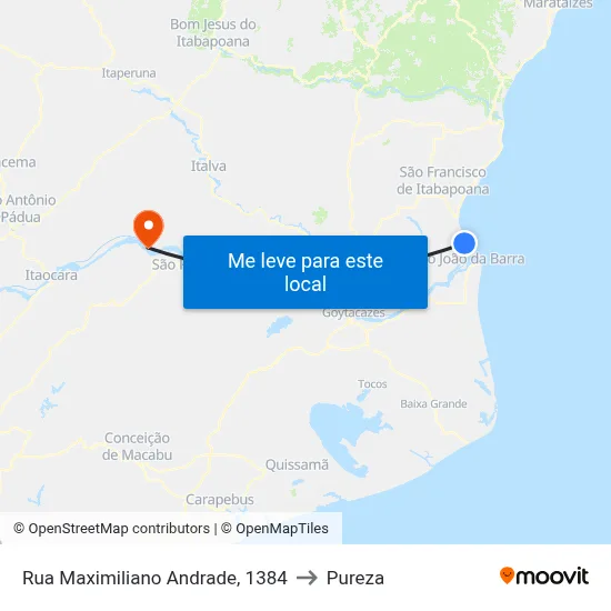 Rua Maximiliano Andrade, 1384 to Pureza map