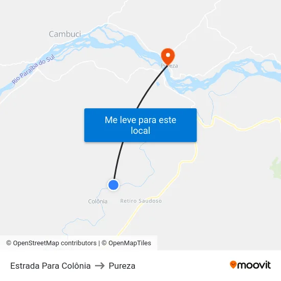 Estrada Para Colônia to Pureza map