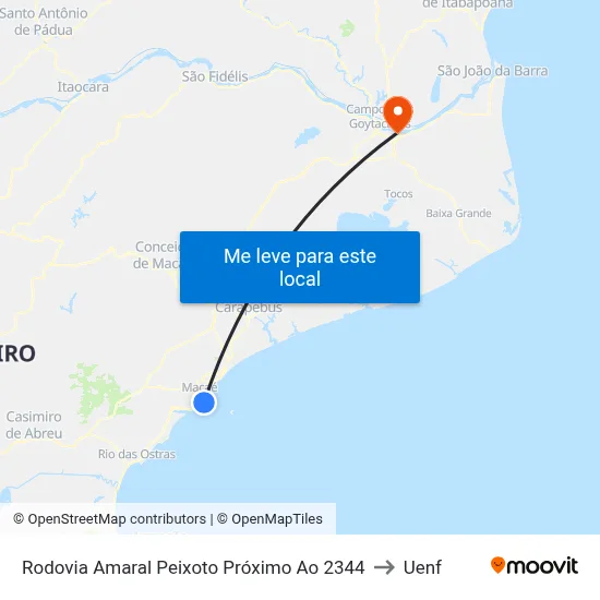 Rodovia Amaral Peixoto Próximo Ao 2344 to Uenf map
