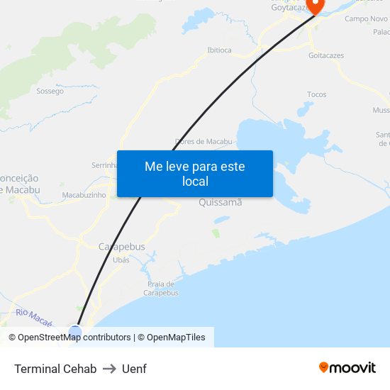 Terminal Cehab to Uenf map