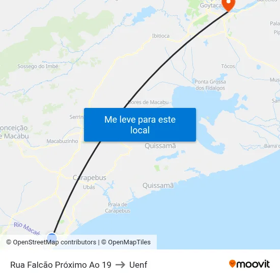Rua Falcão Próximo Ao 19 to Uenf map