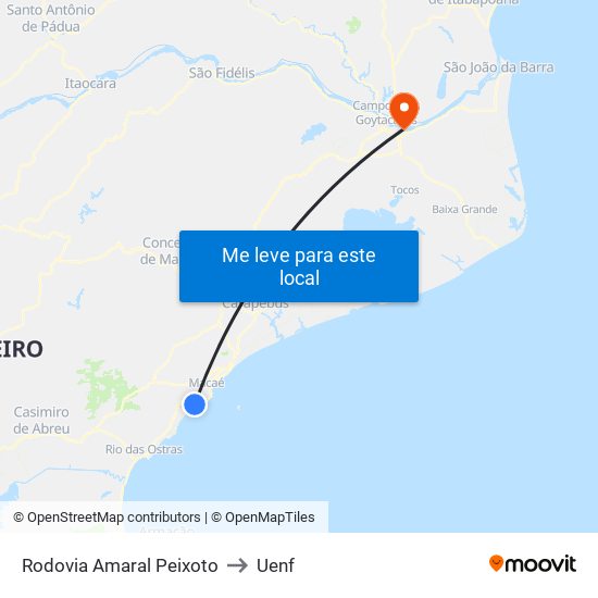 Rodovia Amaral Peixoto to Uenf map