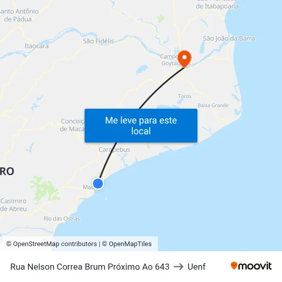 Rua Nelson Correa Brum Próximo Ao 643 to Uenf map