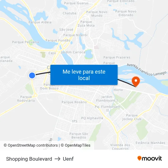 Shopping Boulevard to Uenf map