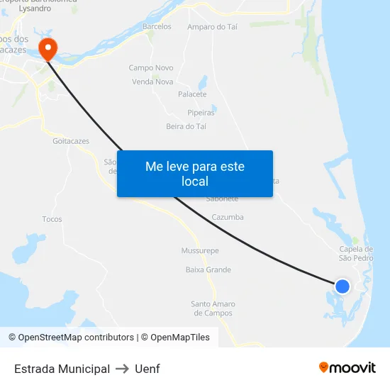 Estrada Municipal to Uenf map