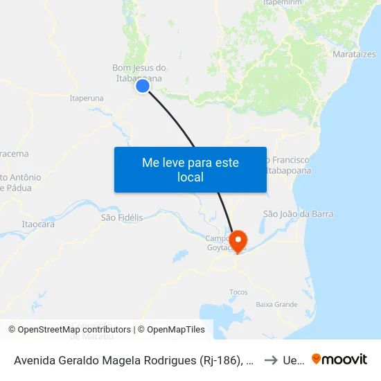 Avenida Geraldo Magela Rodrigues (Rj-186), 2710 to Uenf map