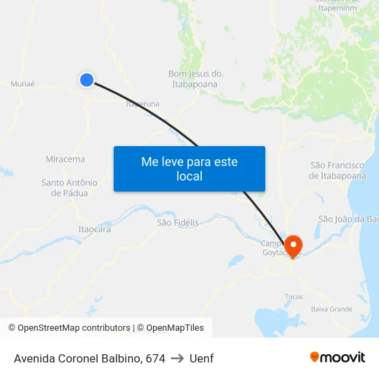 Avenida Coronel Balbino, 674 to Uenf map