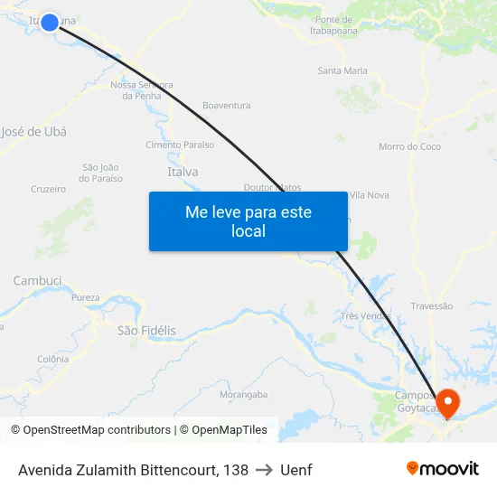 Avenida Zulamith Bittencourt, 138 to Uenf map