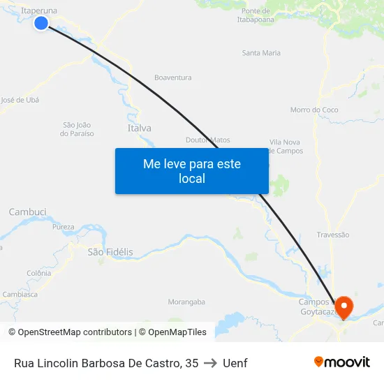 Rua Lincolin Barbosa De Castro, 35 to Uenf map