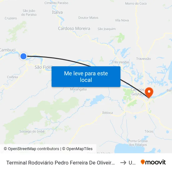 Terminal Rodoviário Pedro Ferreira De Oliveira (Pureza) to Uenf map