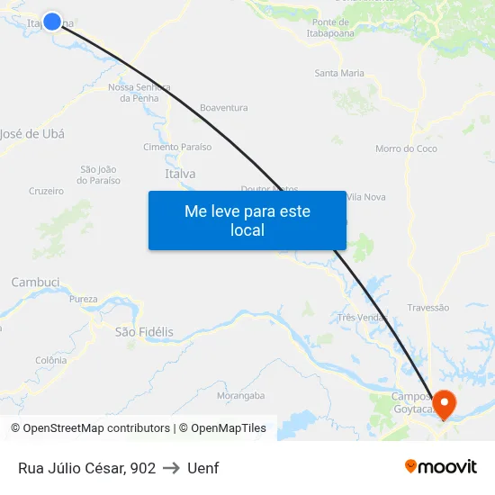 Rua Júlio César, 902 to Uenf map