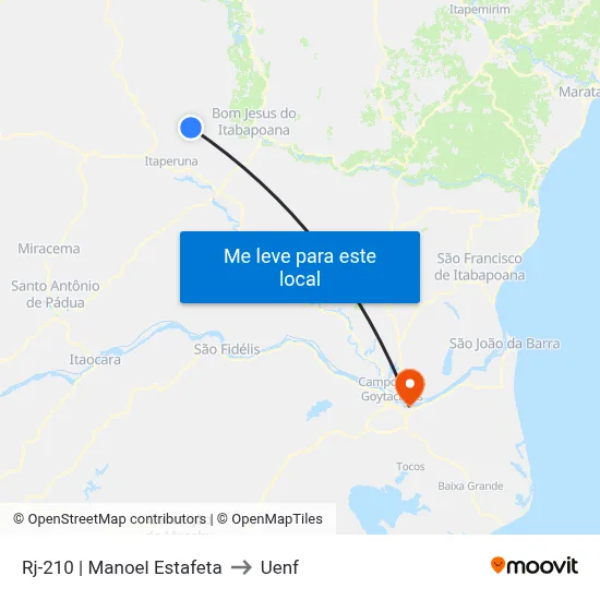 Rj-210 | Manoel Estafeta to Uenf map
